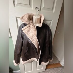 Brown Bombwr faux leather Jacket